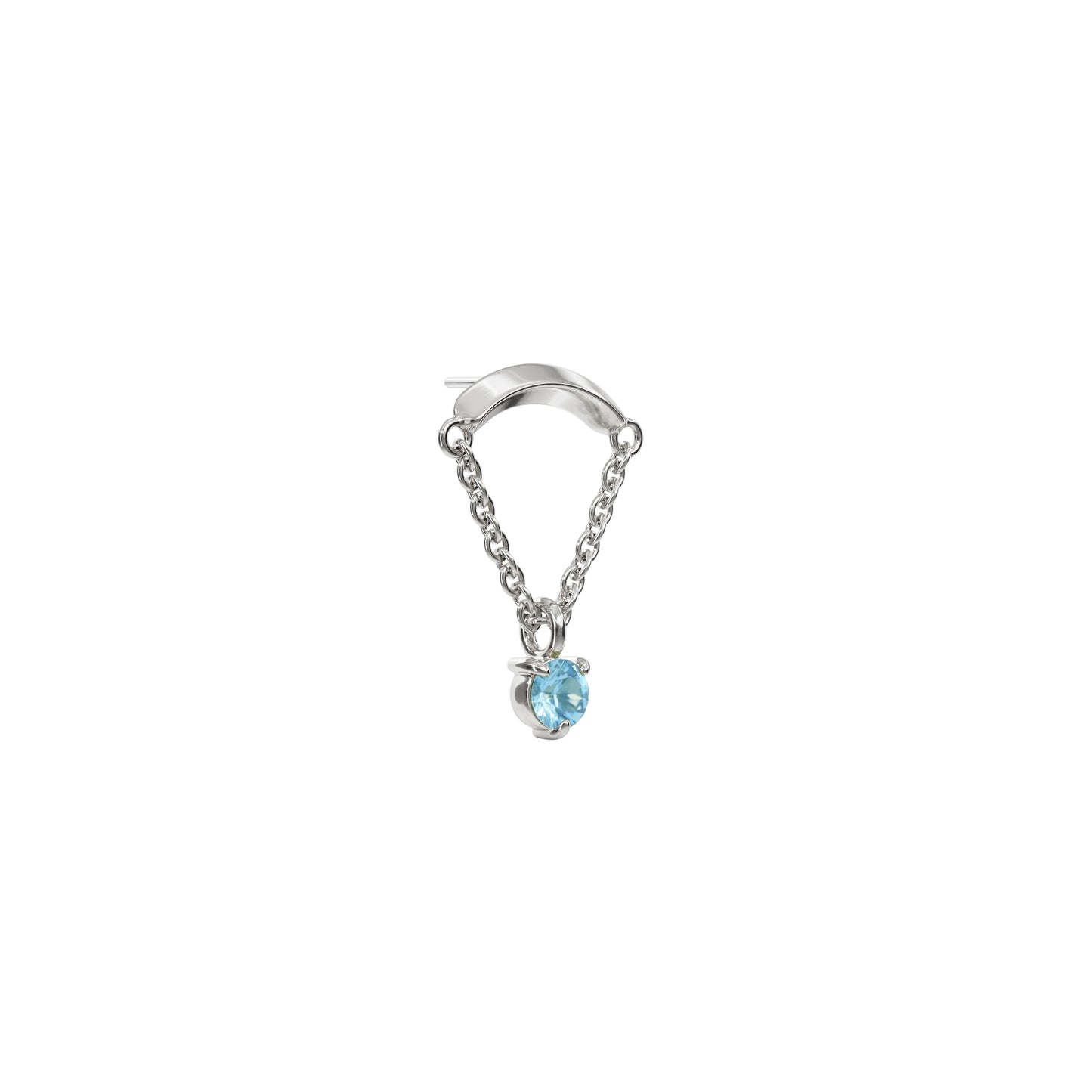 14K Gold Blue Topaz Chain Threadless End