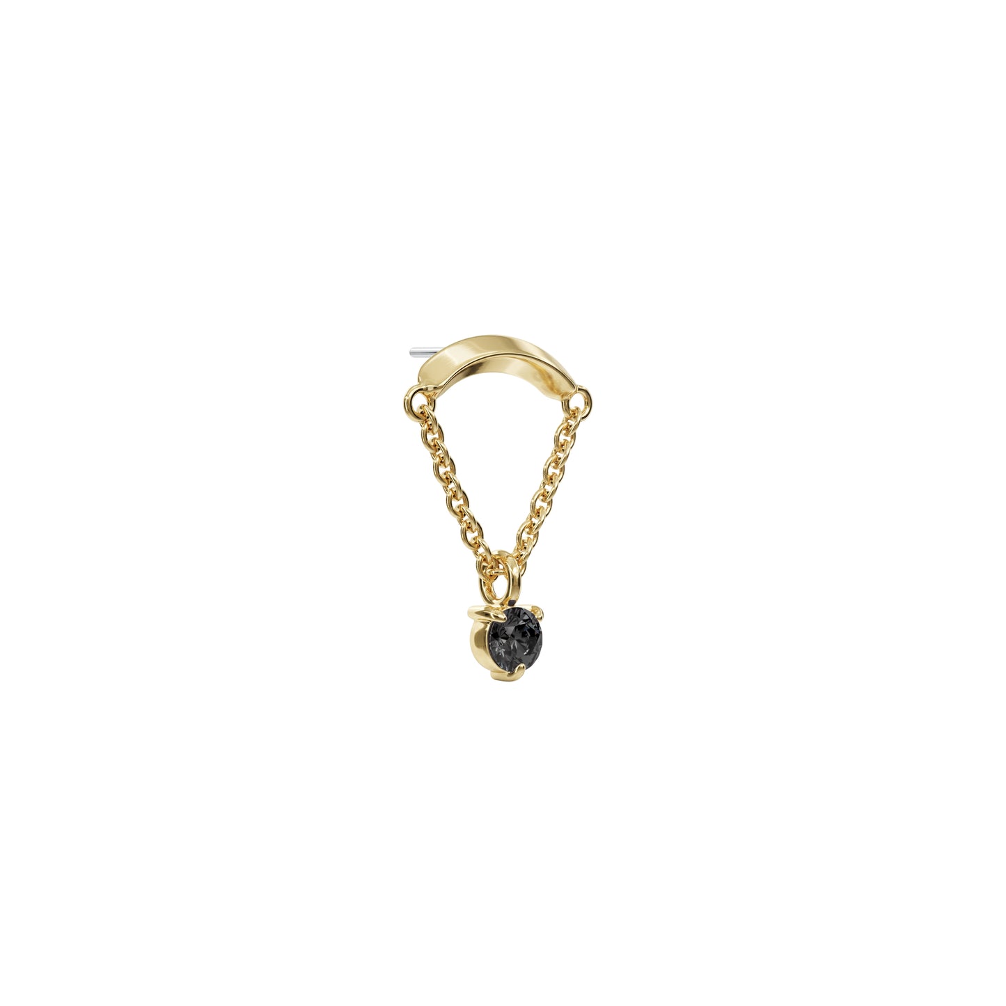 14K Gold Black Diamond Chain Threadless End