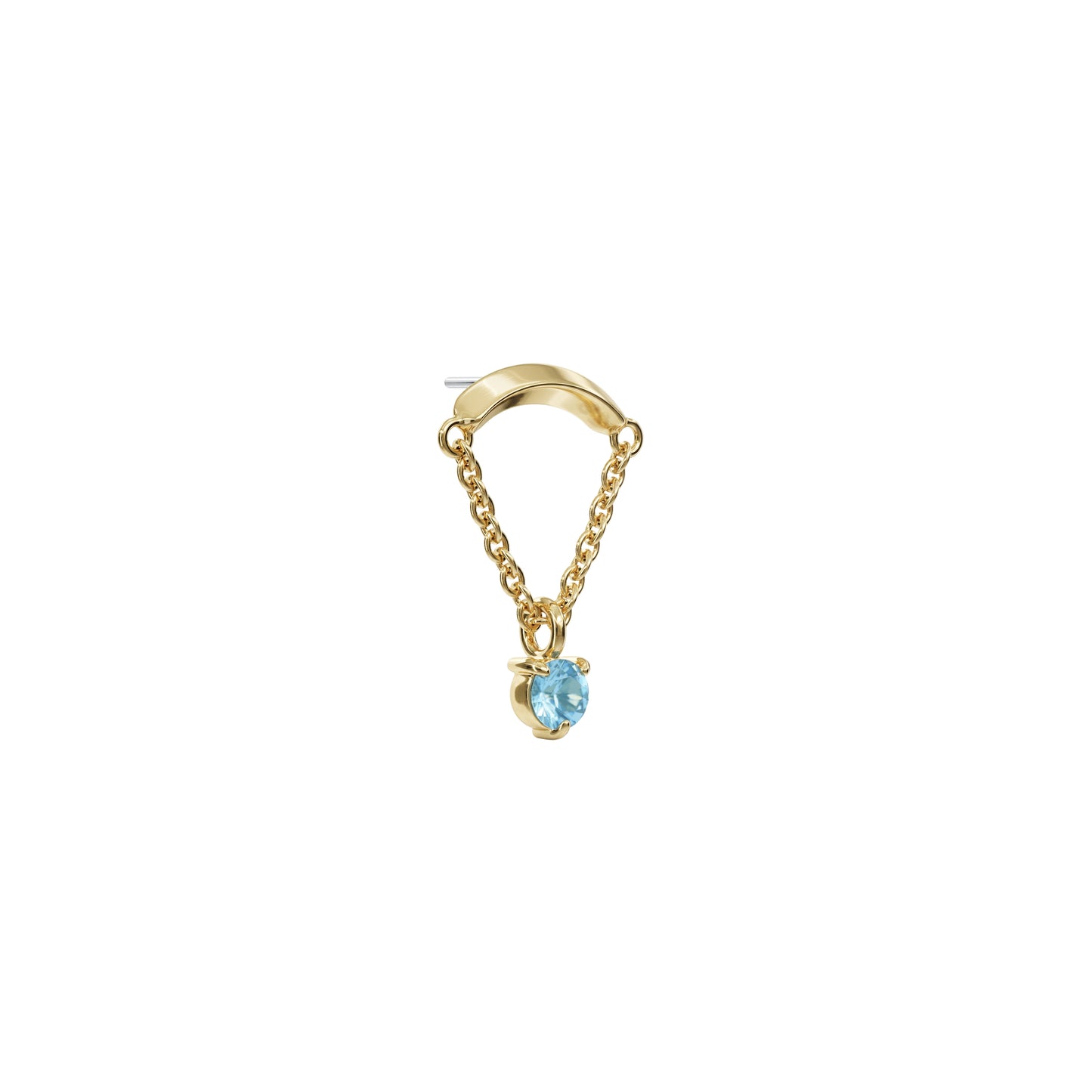14K Gold Blue Topaz Chain Threadless End