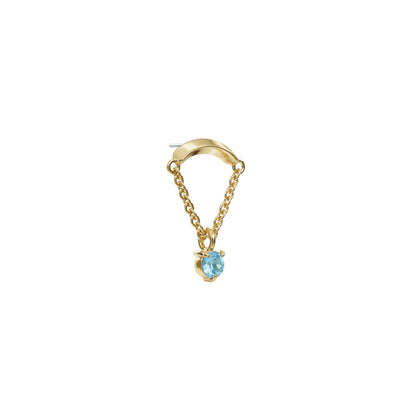 14K Gold Blue Topaz Chain Threadless End
