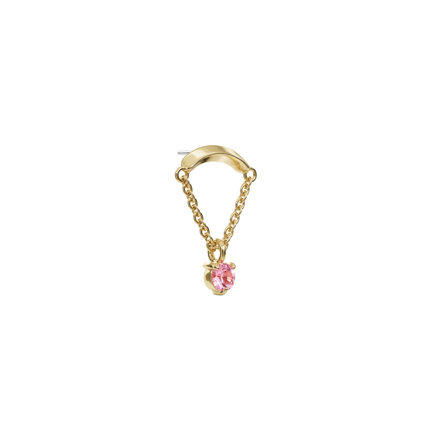 14K Gold Pink Tourmaline Chain Threadless End