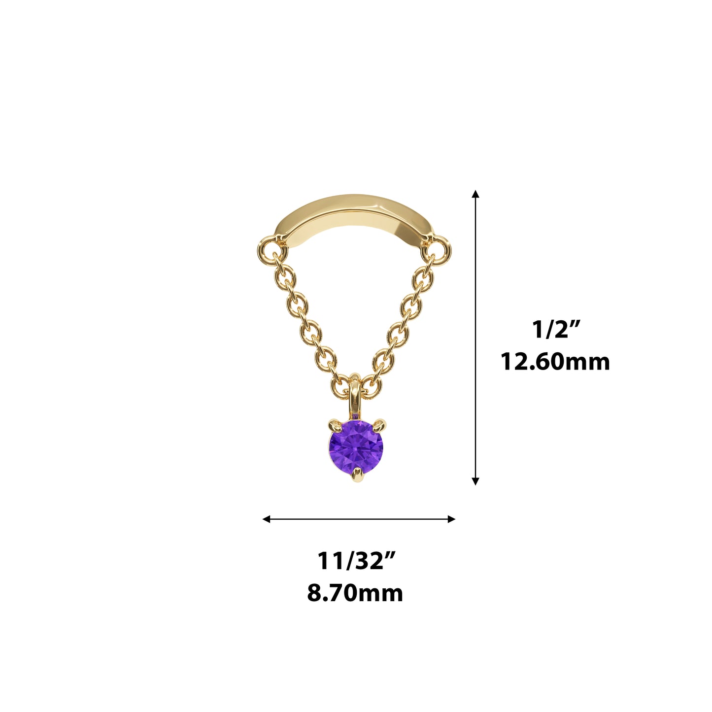 14K Gold Amethyst Chain Threadless End