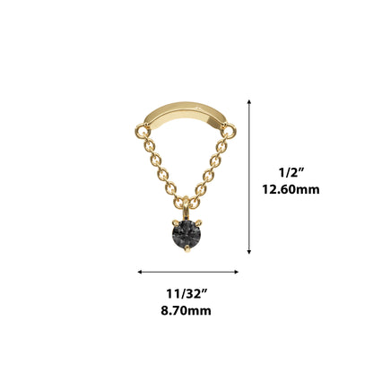 14K Gold Black Diamond Chain Threadless End