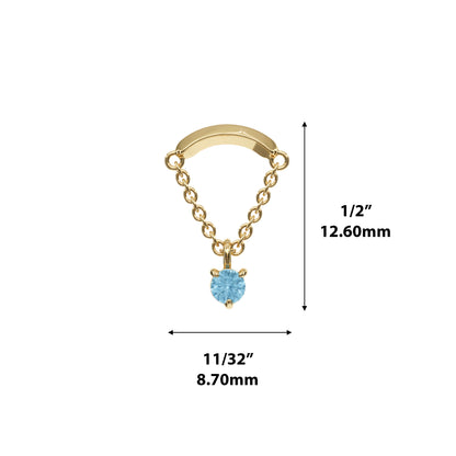 14K Gold Blue Topaz Chain Threadless End