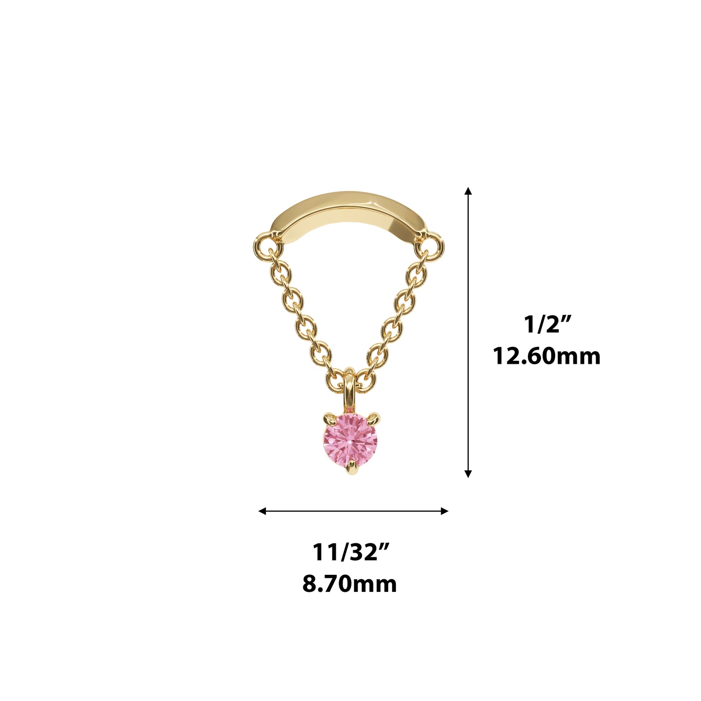 14K Gold Pink Tourmaline Chain Threadless End