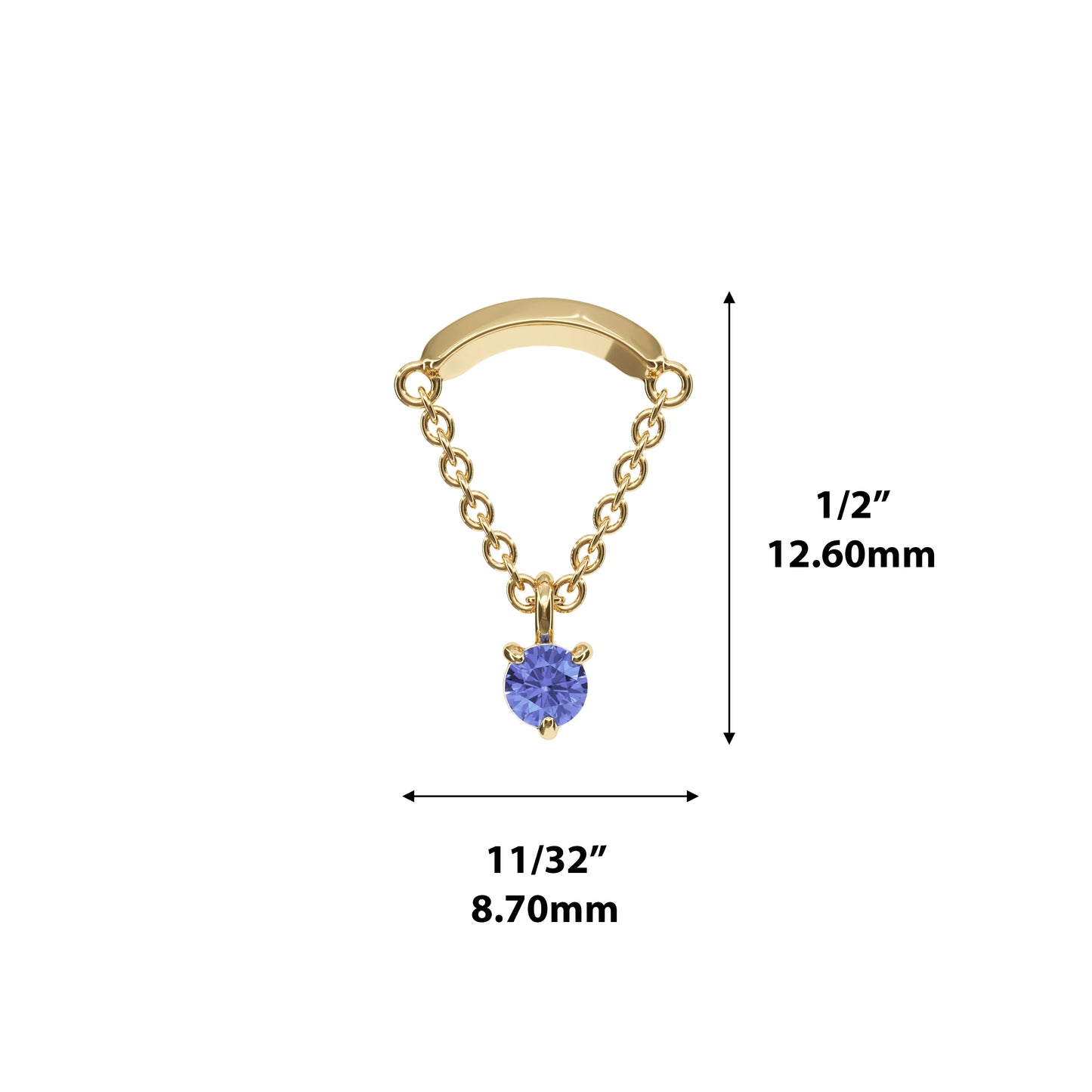 14K Gold Tanzanite Chain Threadless End