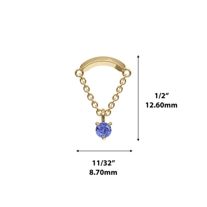 14K Gold Tanzanite Chain Threadless End