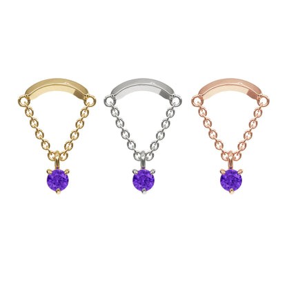 14K Gold Amethyst Chain Threadless End