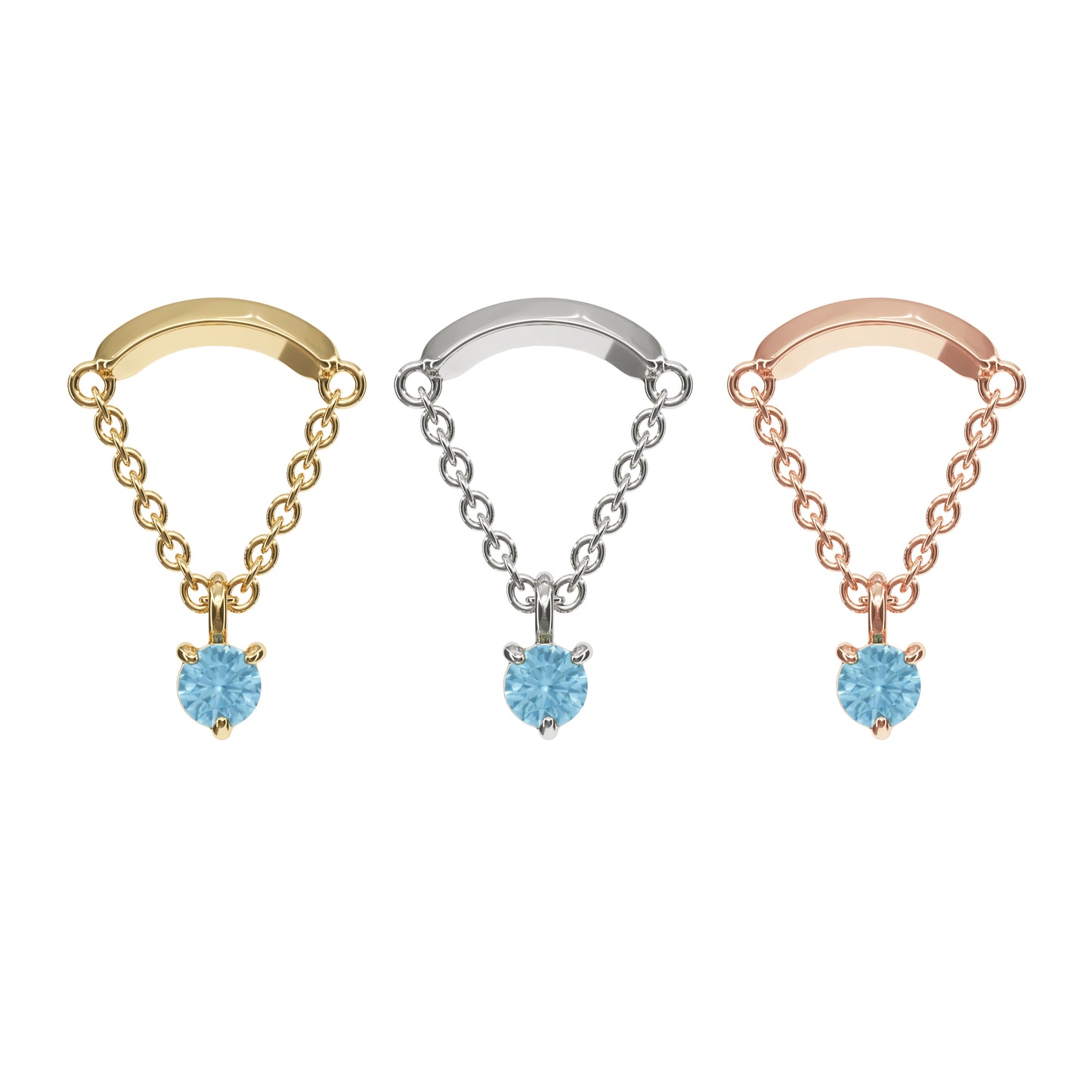 14K Gold Blue Topaz Chain Threadless End