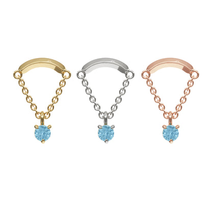 14K Gold Blue Topaz Chain Threadless End