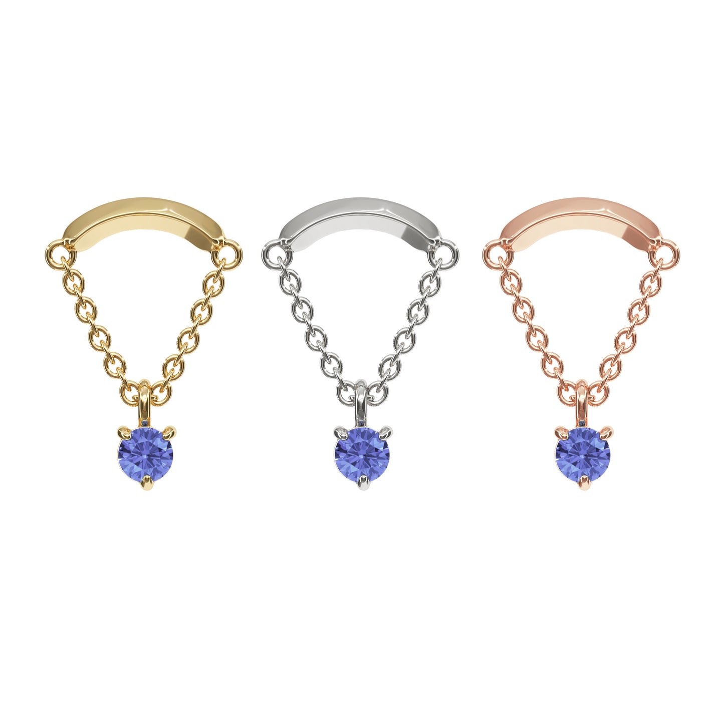 14K Gold Tanzanite Chain Threadless End