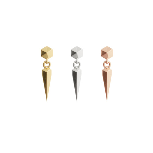 14K Gold Pyramid Spike Dangle Threadless End