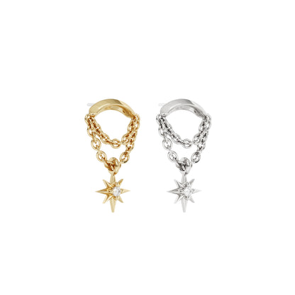 14K Gold Diamond Starburst Double Chain Threadless End