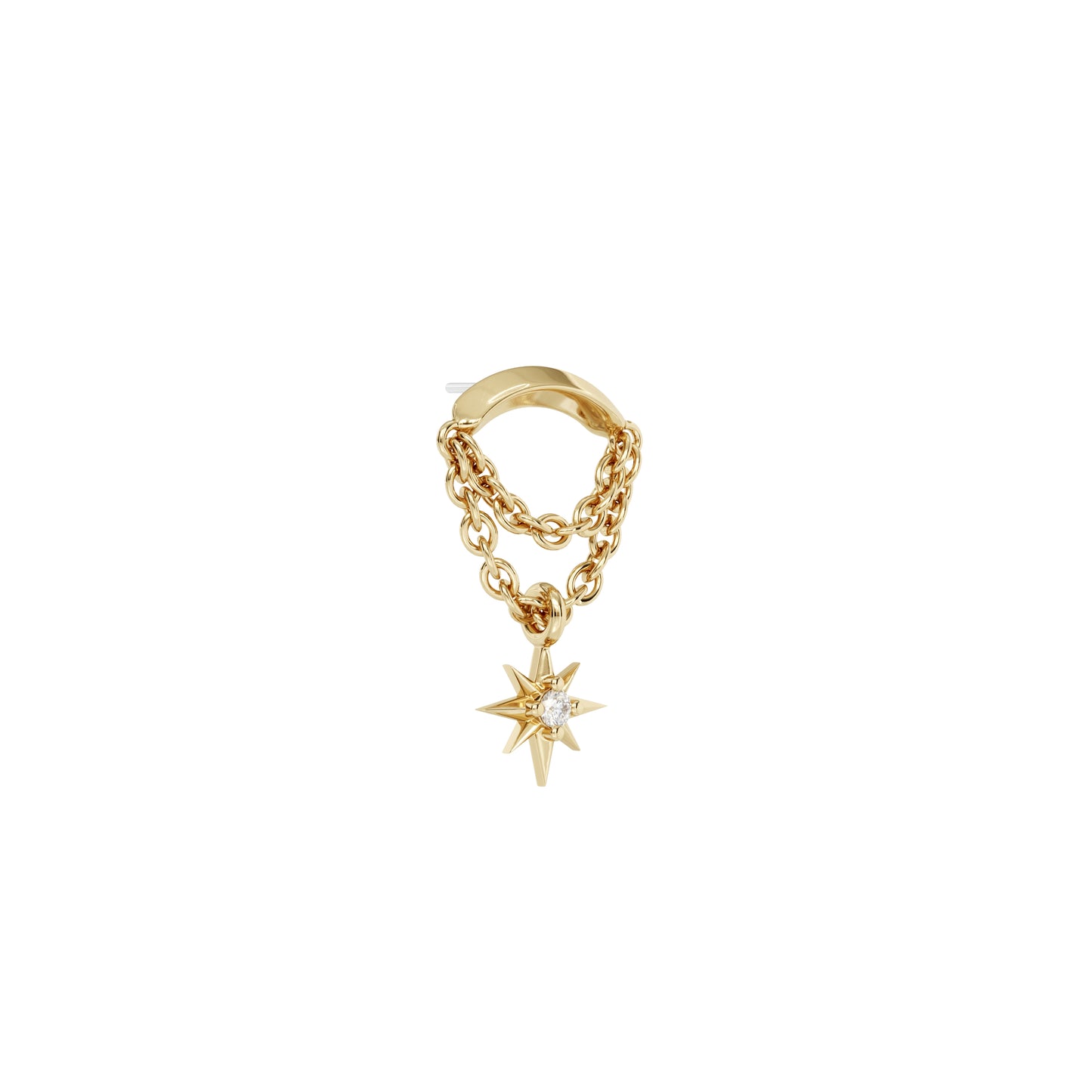 14K Gold Diamond Starburst Double Chain Threadless End