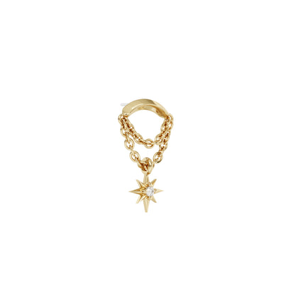 14K Gold Diamond Starburst Double Chain Threadless End