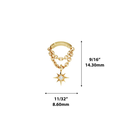 14K Gold Diamond Starburst Double Chain Threadless End