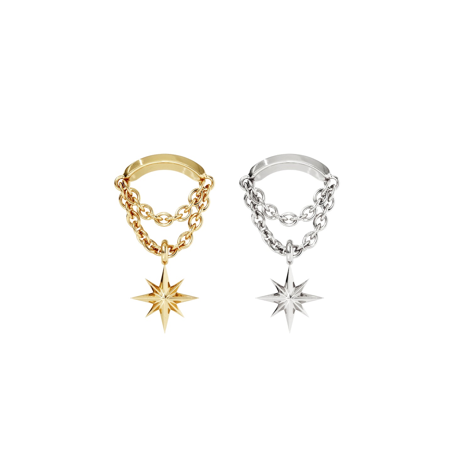 14K Gold Starburst Double Chain Threadless End