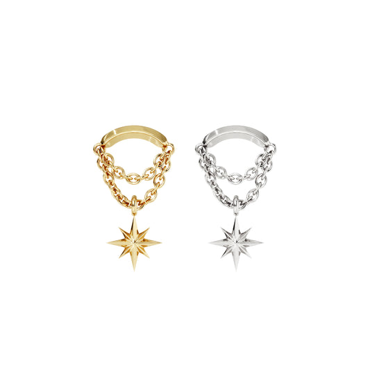 14K Gold Starburst Double Chain Threadless End