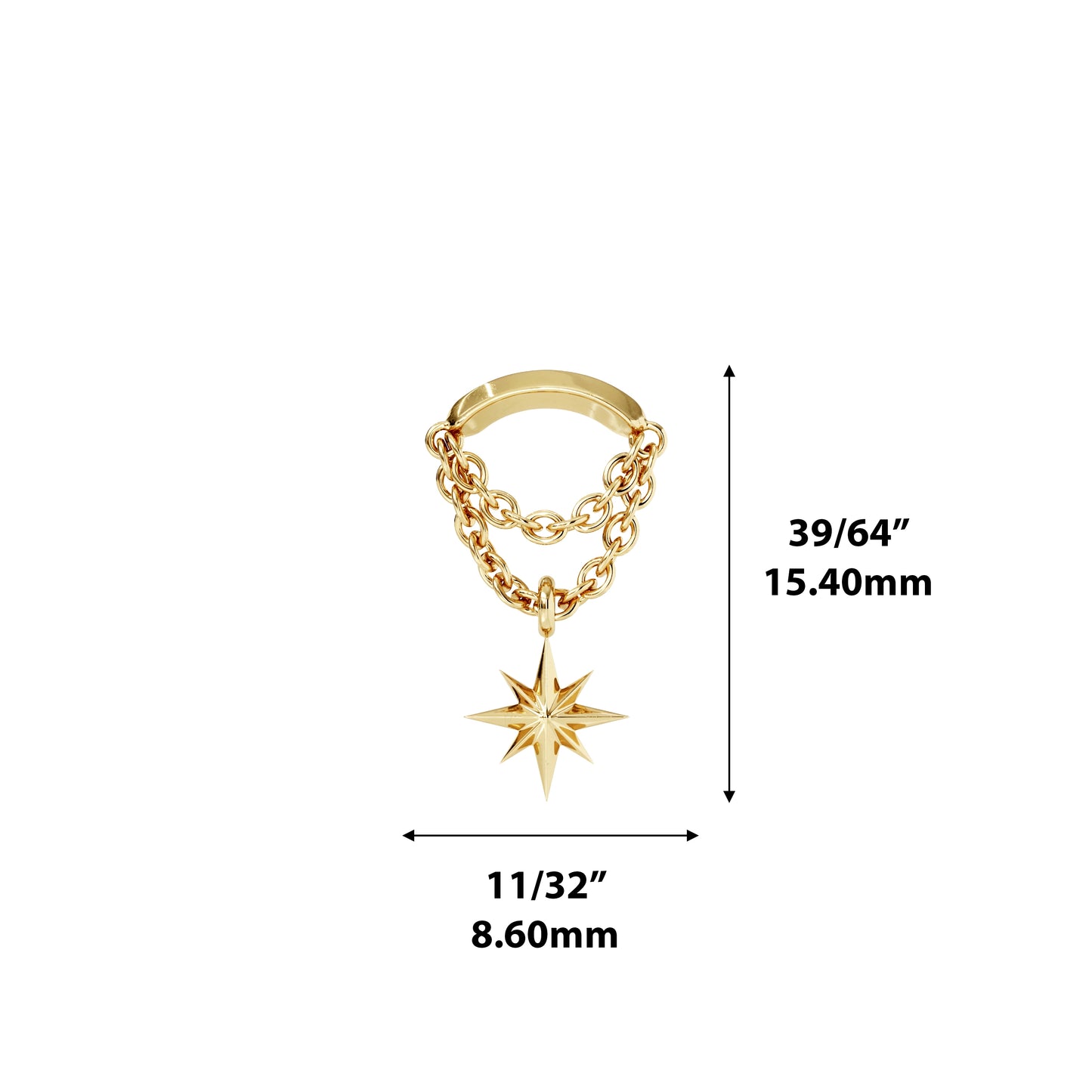 14K Gold Starburst Double Chain Threadless End