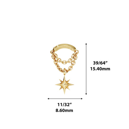 14K Gold Starburst Double Chain Threadless End