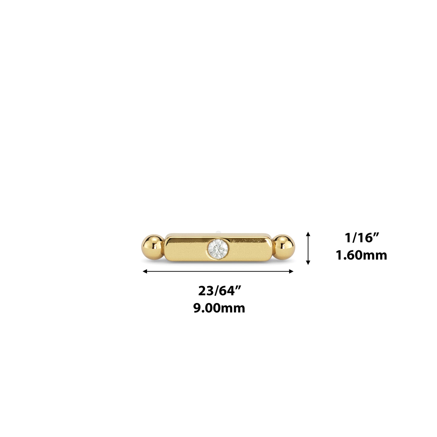 14K Gold Diamond Beam Threadless End