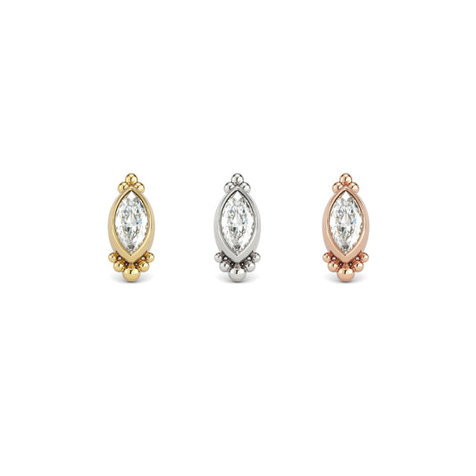 14K Gold Diamond Aura Threadless End