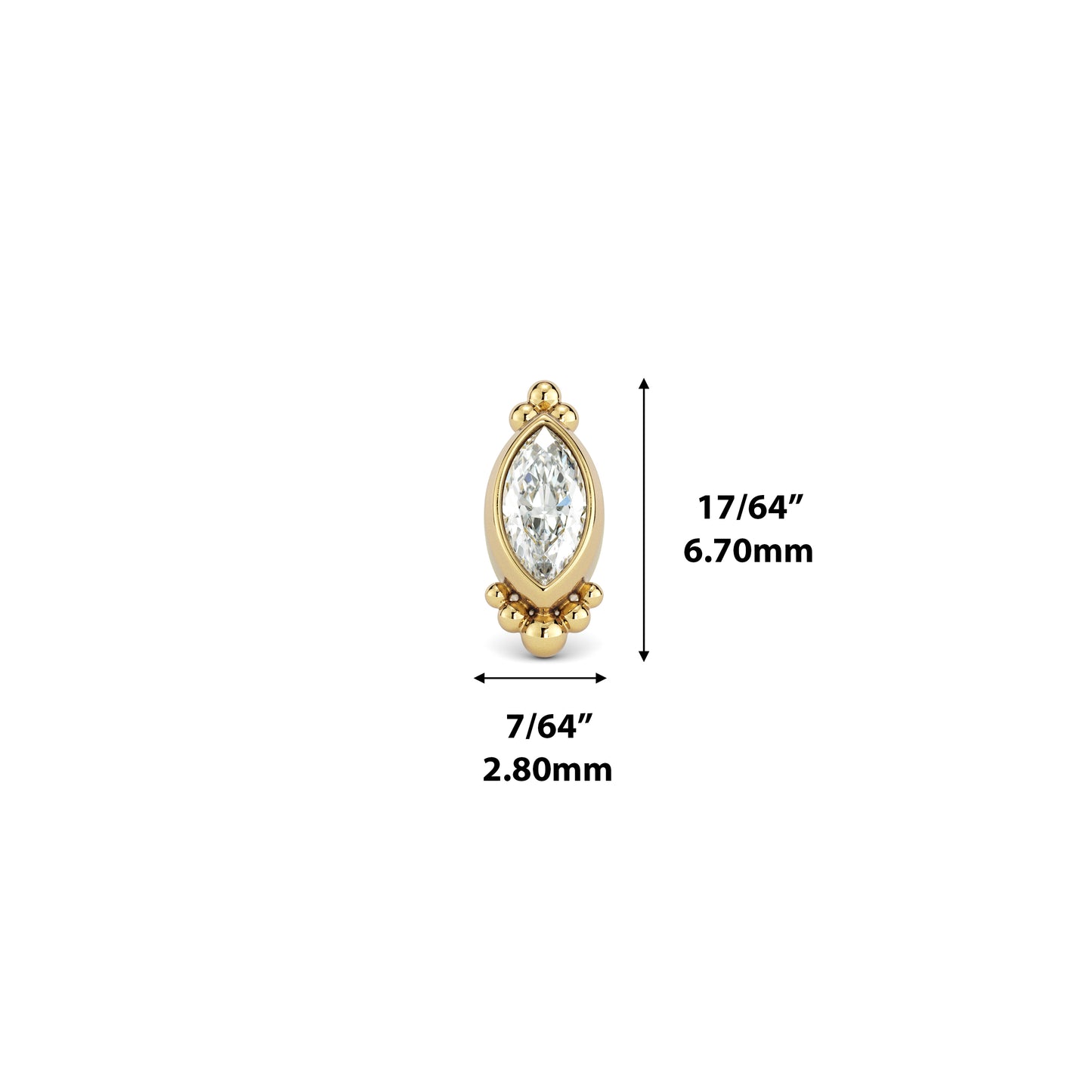14K Gold Diamond Aura Threadless End