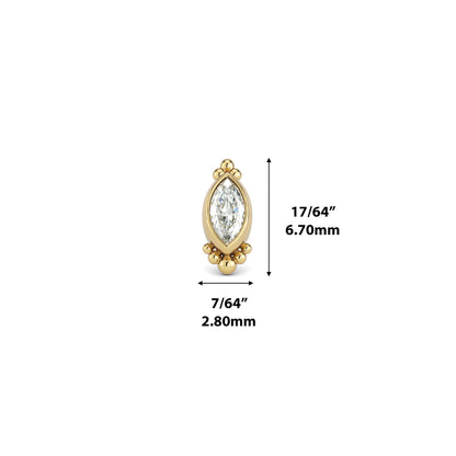 14K Gold Diamond Aura Threadless End