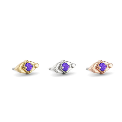 14K Gold Amethyst Elara Threadless End