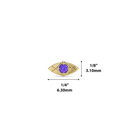 14K Gold Amethyst Elara Threadless End