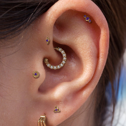 14K Gold Amethyst Elara Threadless End