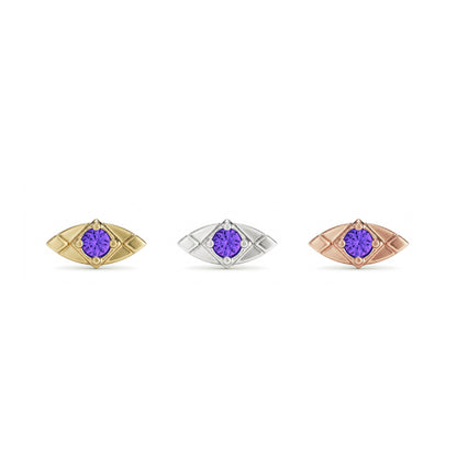 14K Gold Amethyst Elara Threadless End