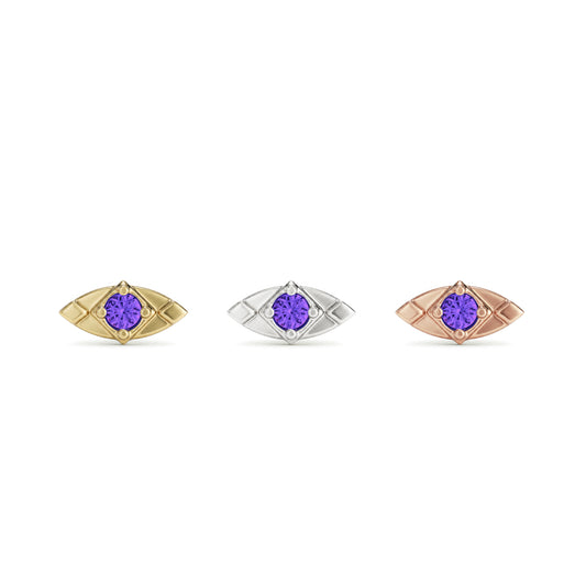 14K Gold Amethyst Elara Threadless End