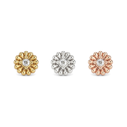 14K Gold Diamond Camellia Threadless End