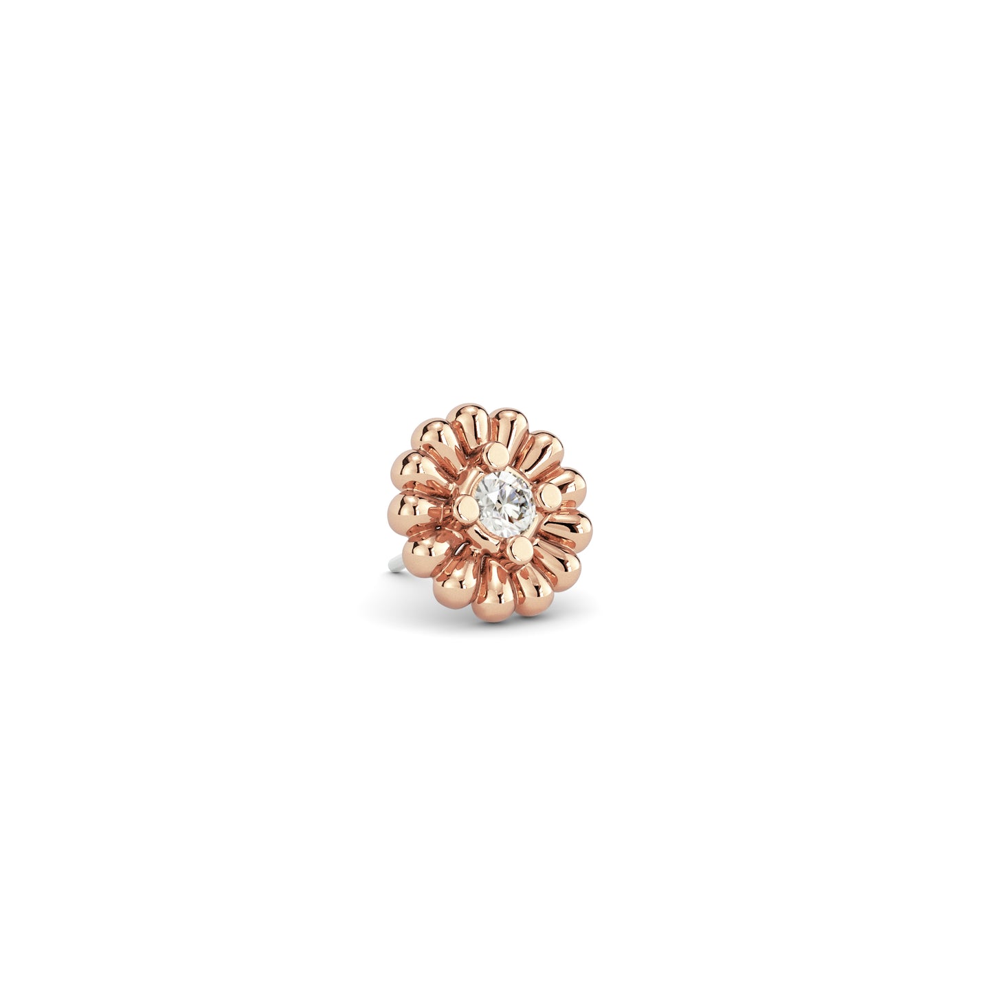 14K Gold Diamond Camellia Threadless End