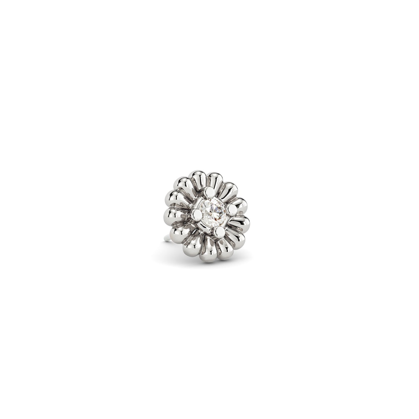 14K Gold Diamond Camellia Threadless End