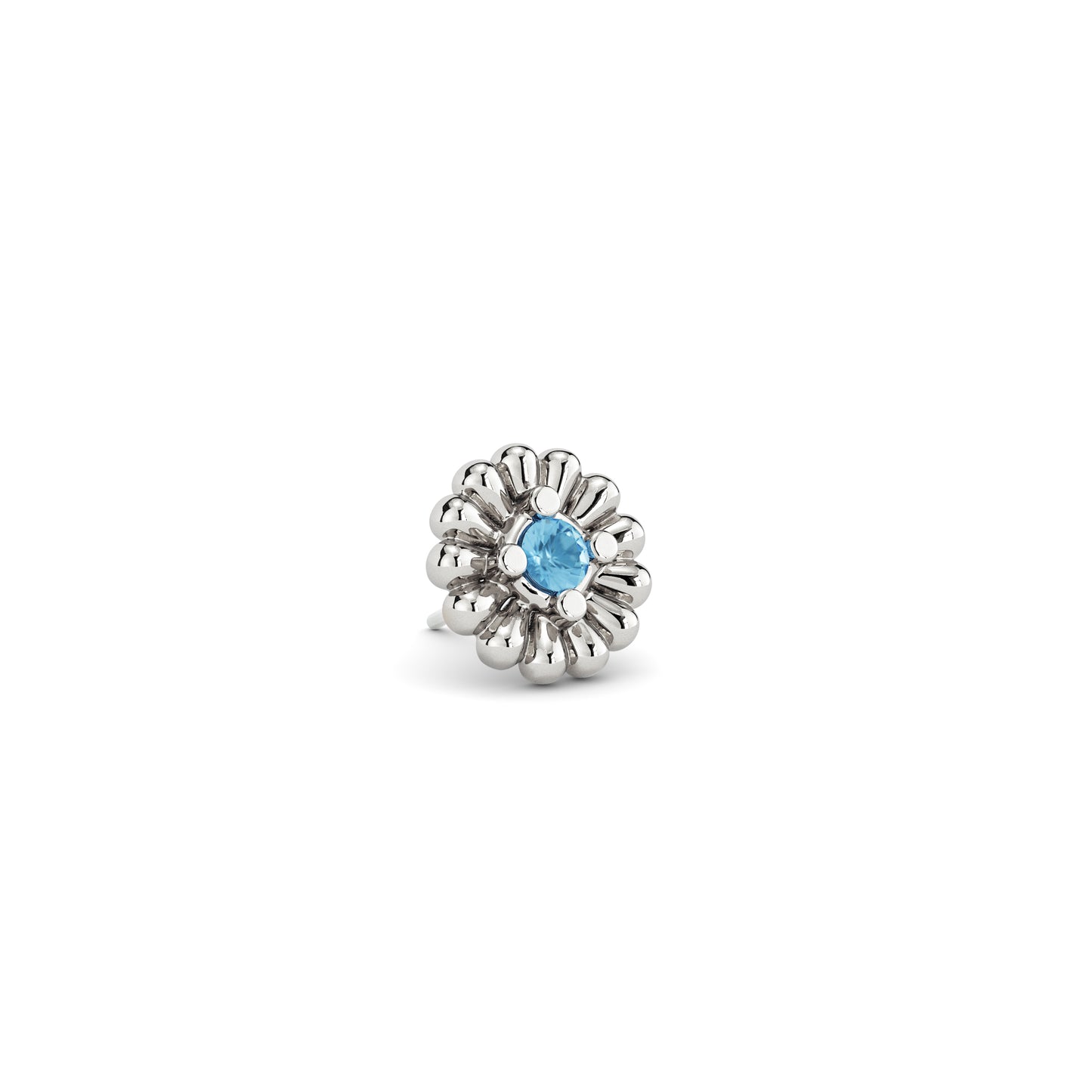 14K Gold Blue Topaz Camellia Threadless End