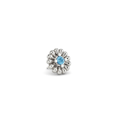 14K Gold Blue Topaz Camellia Threadless End