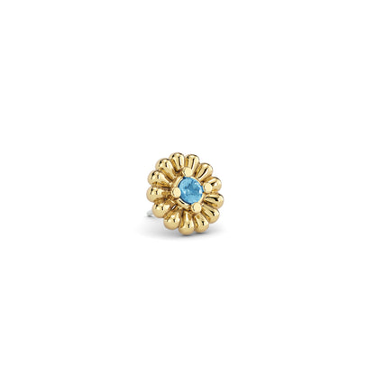 14K Gold Blue Topaz Camellia Threadless End