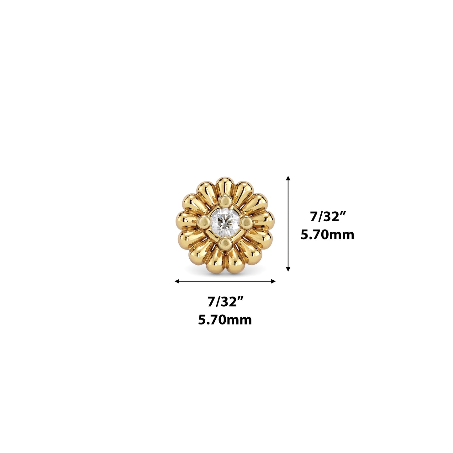 14K Gold Diamond Camellia Threadless End