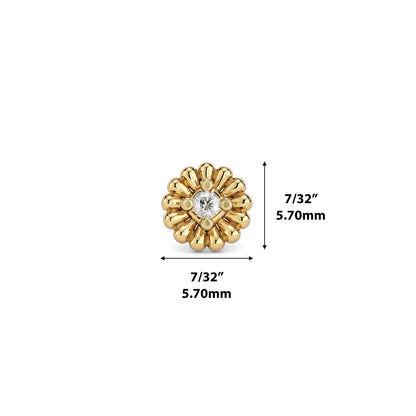 14K Gold Diamond Camellia Threadless End