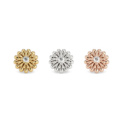 14K Gold Diamond Camellia Bloom Threadless End