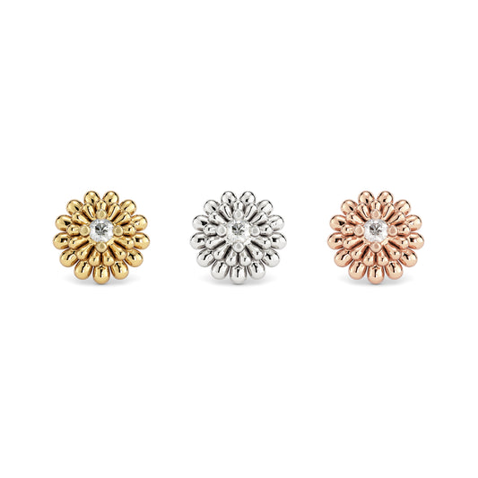 14K Gold Diamond Camellia Bloom Threadless End