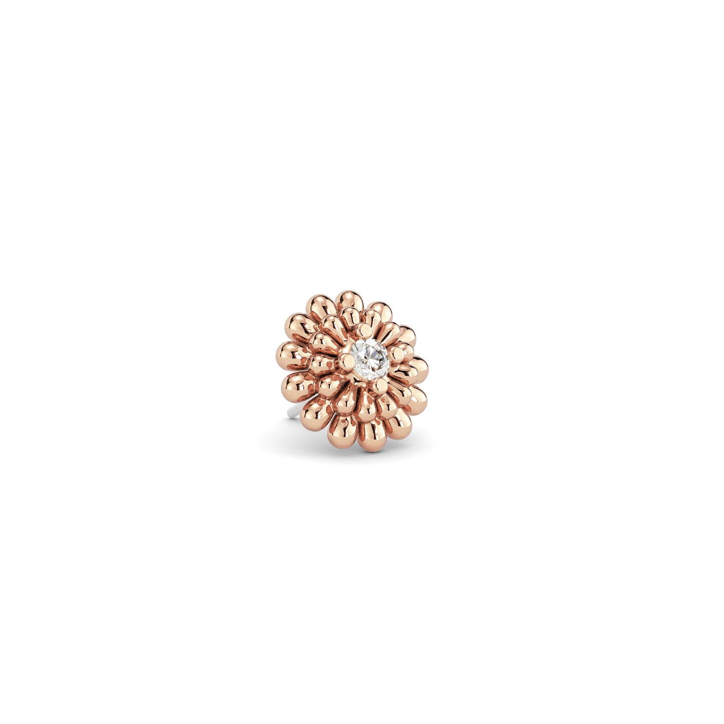 14K Gold Diamond Camellia Bloom Threadless End
