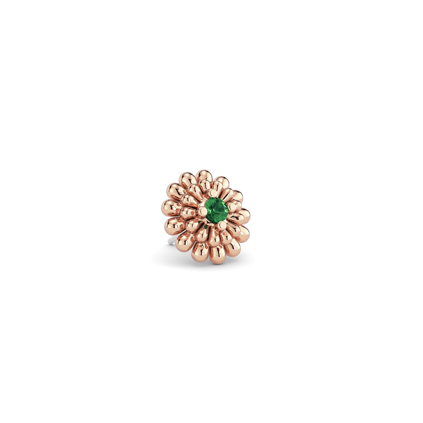 14K Gold Emerald Camellia Bloom Threadless End