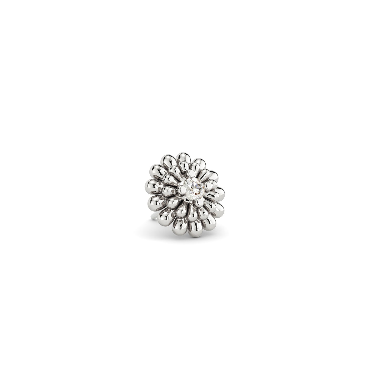 14K Gold Diamond Camellia Bloom Threadless End