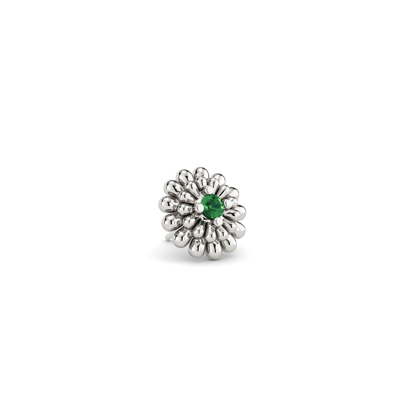 14K Gold Emerald Camellia Bloom Threadless End