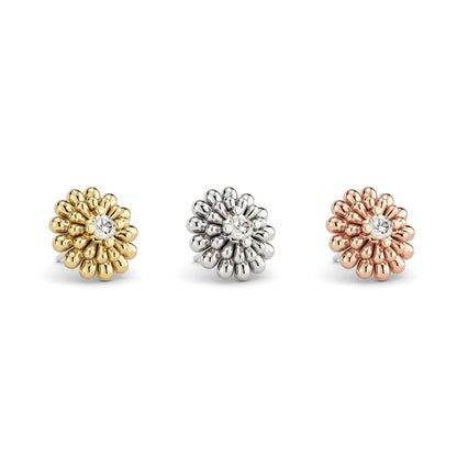 14K Gold Diamond Camellia Bloom Threadless End