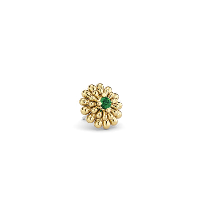 14K Gold Emerald Camellia Bloom Threadless End