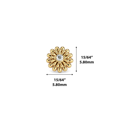 14K Gold Diamond Camellia Bloom Threadless End